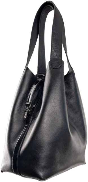 Black leather tote