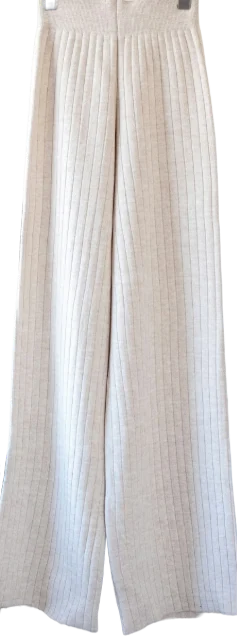 Cream wide-leg trousers