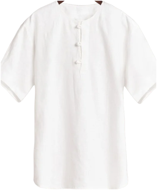 White band-collar shirt