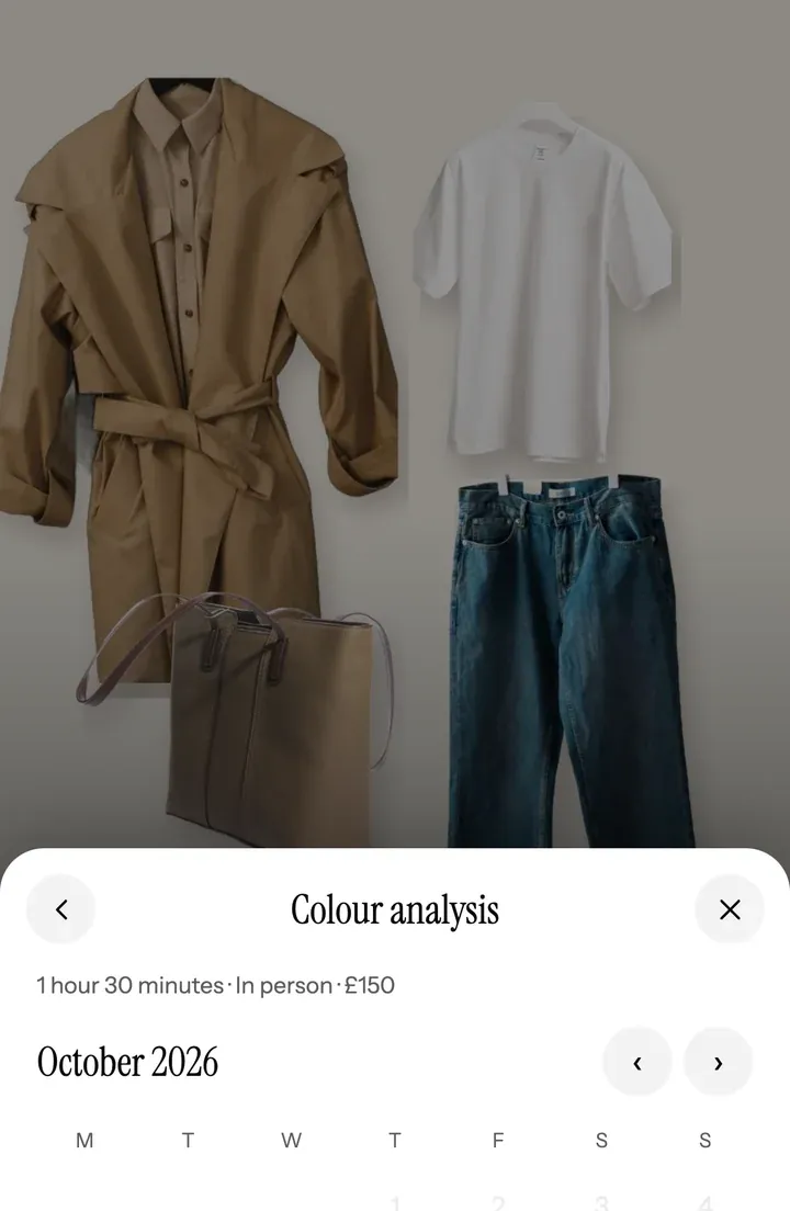 Picking a time on a stylist’s page: the days of the week with the free times under each.
